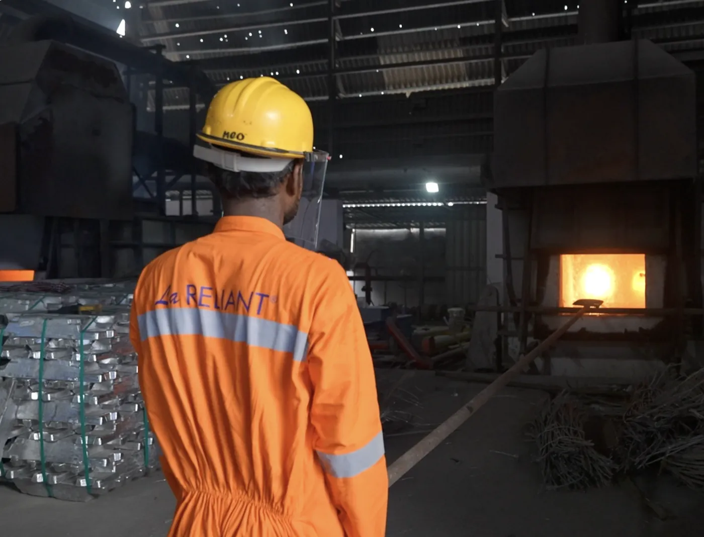 Furnace bay with ingot stock waiting to be charged